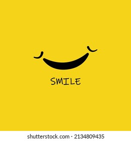 Smile logo in yellow background vector illustration