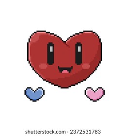 smile love character in pixel art style