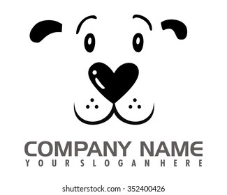 Smile Love Dog Face Character Illustration Logo Icon Vector