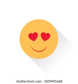 smile in love emoticon icon hearts eyes emoji face design flat art image