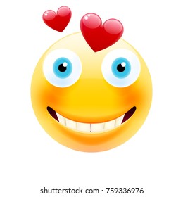 Smile Love Emoticon Realistic Modern Emoji Stock Vector Royalty Free Shutterstock