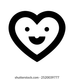 Smile Love Heart Symbol Icon. Love Illustration with Outline Vector Heart.