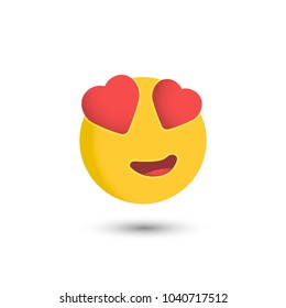 Smile in love. Hearts eyes emoji. Isolated vector illustration. 