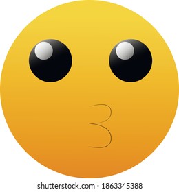 Smile in Love Kissing Emoticon. Kissing Emoji in Love. Isolated vector illustration on white background