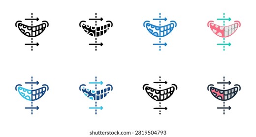 Smile makeover icons set multiple style collection. Editable stroke