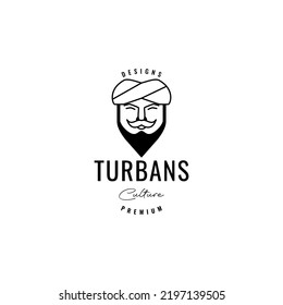 smile man bearded with turbans logo design