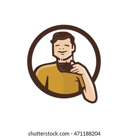 smile man holding a mug of coffee 