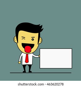 smile man holding white message board 