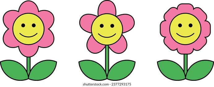 Marca sonriente con flores rosas