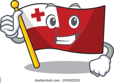 Smile mascot of flag tonga Scroll making Thumbs up gesture