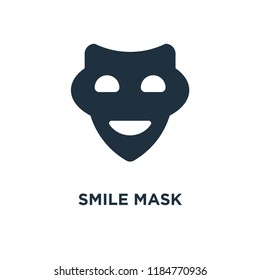 Smile Mask icon. Black filled vector illustration. Smile Mask symbol on white background. Can be used in web and mobile.