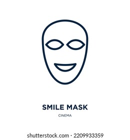 smile mask icon from cinema collection. Thin linear smile mask, mask, cartoon outline icon isolated on white background. Line vector smile mask sign, symbol for web and mobile