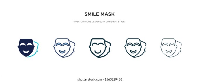 smile mask icon in different style vector illustration. two colored and black smile mask vector icons designed in filled, outline, line and stroke style can be used for web, mobile, ui