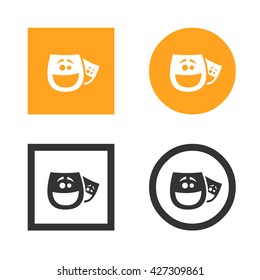 Smile mask icon flat set