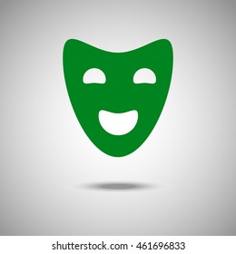 Smile mask icon. Flat style. Grey background. Vector illustration.