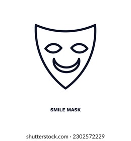 smile mask icon. Thin line smile mask icon from cinema and theater collection. Outline vector isolated on white background. Editable smile mask symbol can be used web and mobile