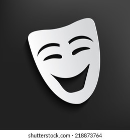 Smile mask symbol on dark background,clean vector