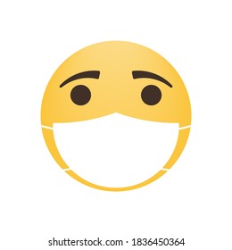 Smile in medical mask icon isolated on white background. Vector illustration. Eps 10
