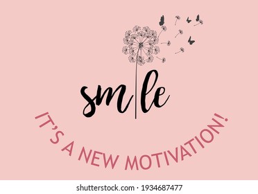 smile message with handdrawn vector dandelion