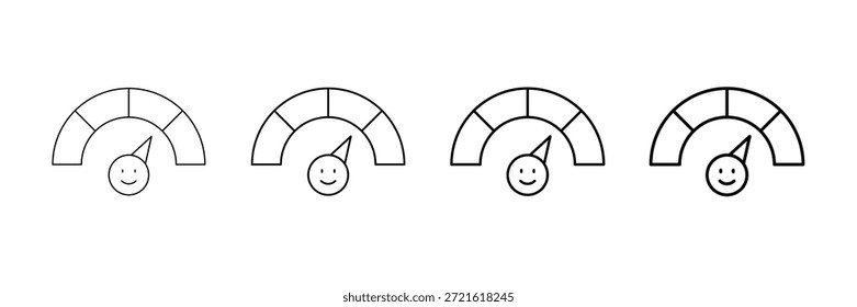 Smile Meter Icons Vector Set In Different Stroke Line Style