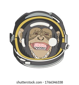 Smile Monkey Head Astronaut illustration.