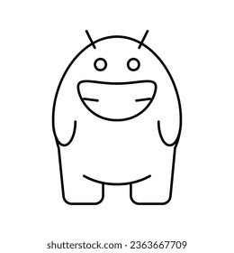 smile monster alien line icon vector. smile monster alien sign. isolated contour symbol black illustration