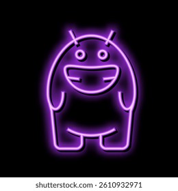 smile monster alien neon light sign vector. smile monster alien sign. isolated symbol illustration
