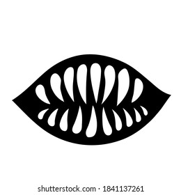 the smile of a monster with sharp fangs