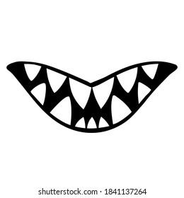 the smile of a monster with sharp fangs