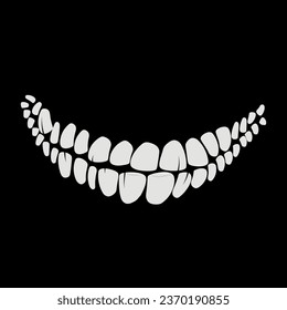 das Lächeln eines Monsters mit scharfen Fangzähnen Vampire oder Zombie-Zähne Silhouette Vektorgrafik-Sammlung einzeln auf schwarzem Hintergrund
