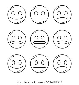 Smile mood levels, black thin line art