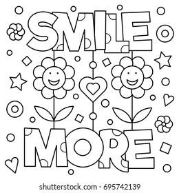 Smile more. Coloring page. Vector illustration.