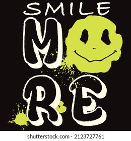 smile more slogan vector smiley emoji face graphic design splash destroy effect