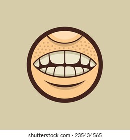 Smile Mouth with Teeth in Circle Vector Illustration