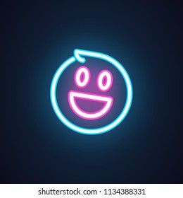 Smile Neon Icon Happy Emoji Illumination Stock Vector (Royalty Free ...