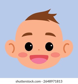 sorriso recém-nascido, cabeça de bebê bonito, ilustração de criança bebê feliz