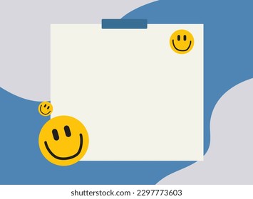 Smile Note Cute Y2k On Blue Background Celebration Or Invitation