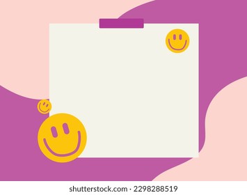 Smile Note Cute Y2k On Blue Background Celebration Or Invitation
