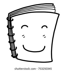 smile notebook / cartoon vector and illustration, black and white, hand drawn, sketch style, isolated on white background.