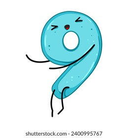 smile number character cartoon. three one, math fun, alphabet color smile number character sign. isolated symbol vector illustration