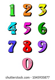 smile numbers, digits isolated on white background