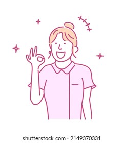 Ilustración vectorial de la enfermera sonrisa (trabajadora de salud femenina)