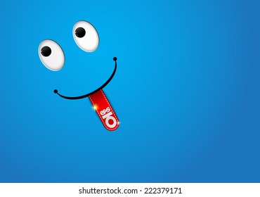 Smile on a blue background