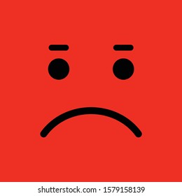a smile on a red background, Angry Emoticon. icon, logo vector