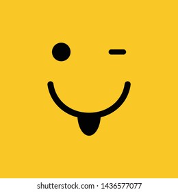 a smile on a yellow background, face icon, logo vector
