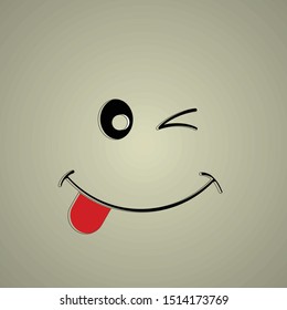 smile with one eye closed and tongue out cartoon vector