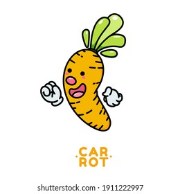 Smile orange carrot vegetable cartoon doodle flat design style vector illustration