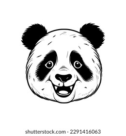 Smile panda head isolated on white background. vector illustration.