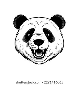Smile panda head isolated on white background. vector illustration.