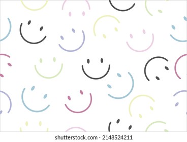 smile pattern hand drawn design vector